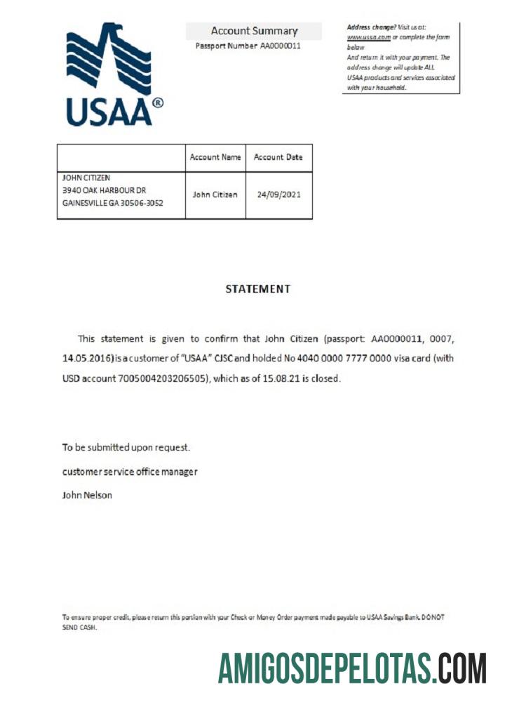 Referência de fechamento USA USAA amostra